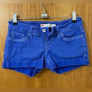 Levi's Women's/Girls Bright Blue w/ Purple Hint Denim Cuffed Shorts